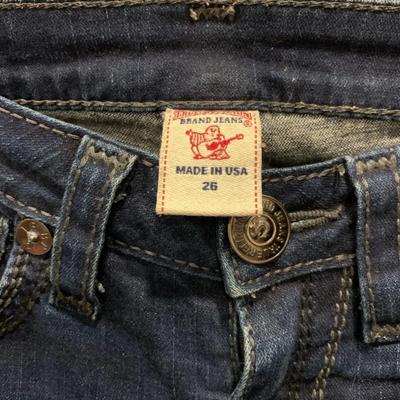 True Religion Jeans Billy Big QT Straight Women's Size 26 Dark Wash Button Flap - Picture 9 of 10